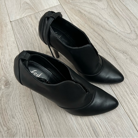 Genuine Leather Ankle Boot, Black Ankle Heels - Picture 5 of 13